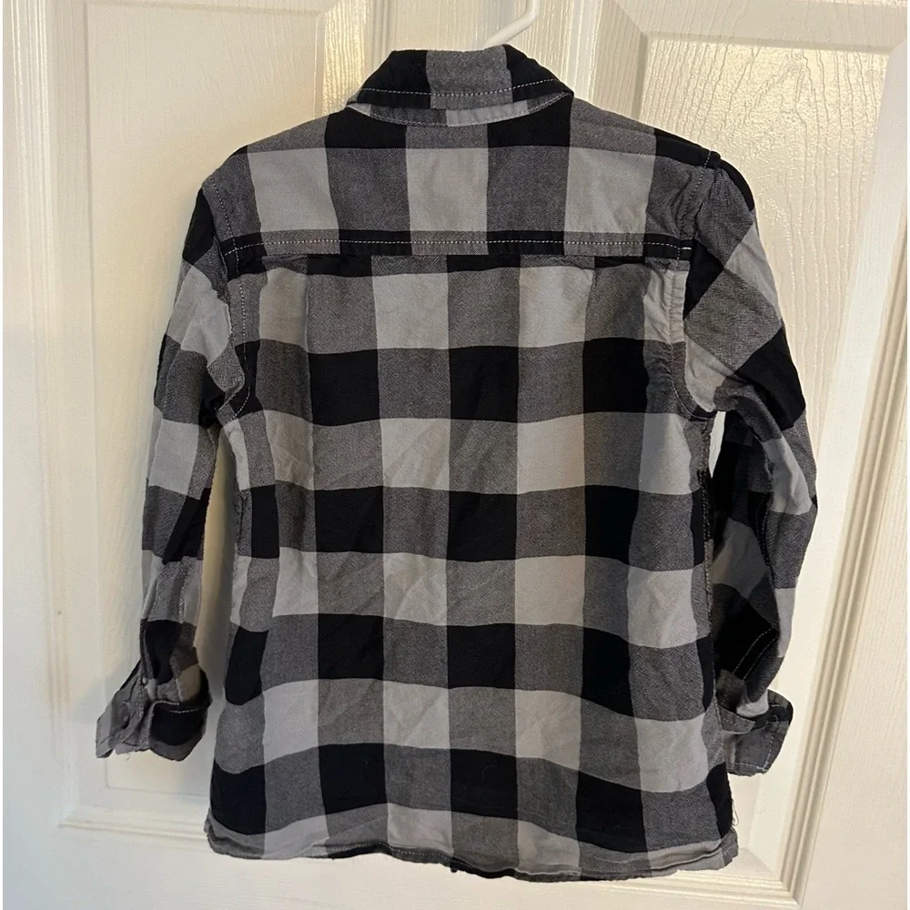 PLACE•Black & Gray Buffalo Plaid Button Down Shirt•S